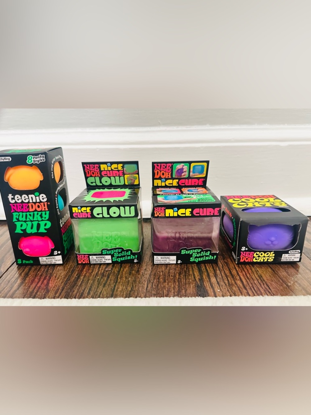 LOT of 4 Nee Doh needoh - Funky Pups, Nice Cube Glow, Nice Cube, Cool Cat